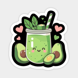 Kawaii Avocado Smoothie Drink with Avocado and Hearts | Kawaii Food Art Magnet