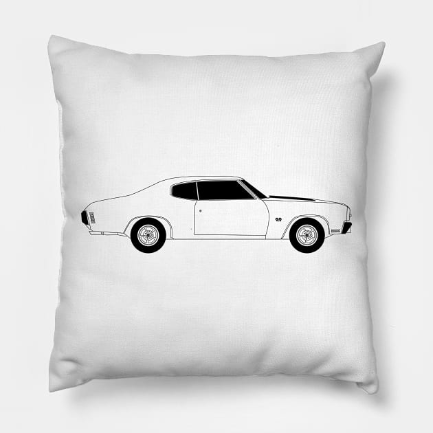 Chevelle SS Black Outline Pillow by kindacoolbutnotreally