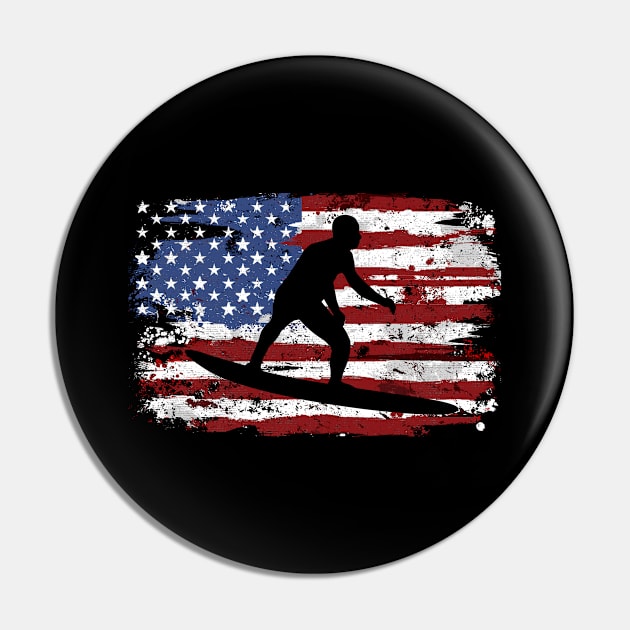 Surfing American Flag Vintage Pin by CreativeGiftShop