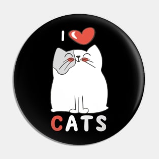 I Love Cats Big Red Heart Kitty Lover Pin