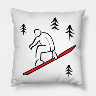 Snowboarding Illustration Pillow