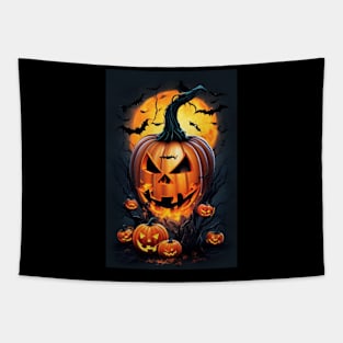 Pumpkins And Bats Tapestry