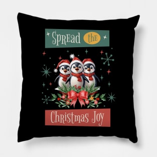 Spread the Joy Christmas Penguins Pillow