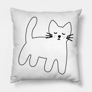 Black and white hand drawn cat Pillow