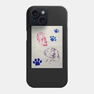 Two Colourful Tabby Kittens With Paw Prints Phone Case