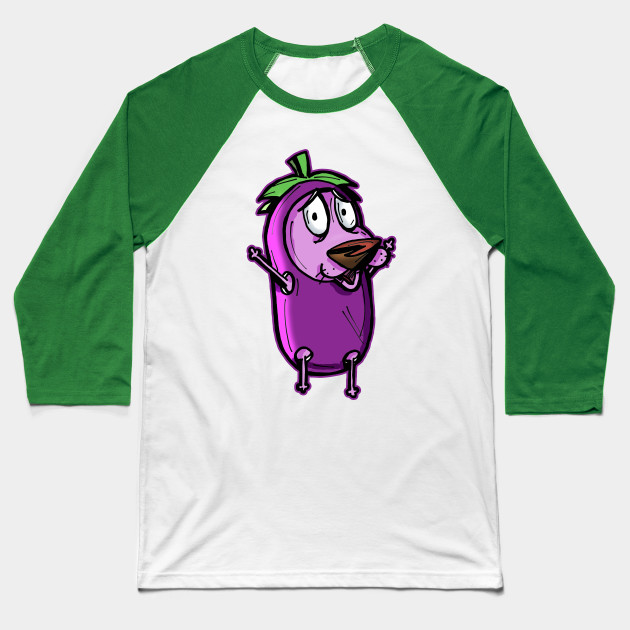 Courage The Cowardly Dog In The Great Eggplant Costume Courage The Cowardly Dog Baseball T Shirt Teepublic Uk
