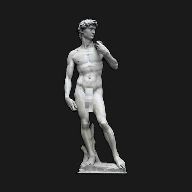 Michelangelo's David With Censored Pixelated Penis Statue by RyanJGillDesigns