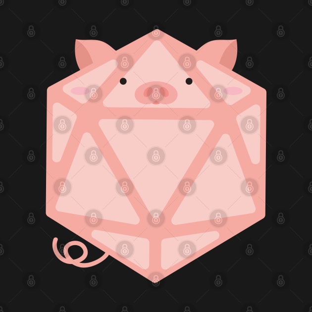 Polyhedral 20 Sided Dice Pig - Tabletop RPG and Animal Lovers Mashup by dungeonarmory