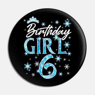 6th Birthday Girls Snowflakes Winter Party b-day Gift For Girl Kids Pin