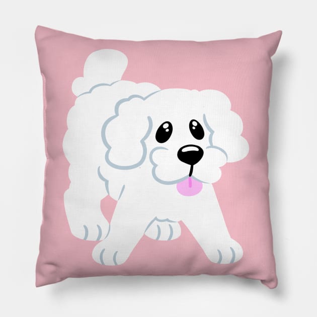 Simple White Poodle - Pink Pillow by leashonlife