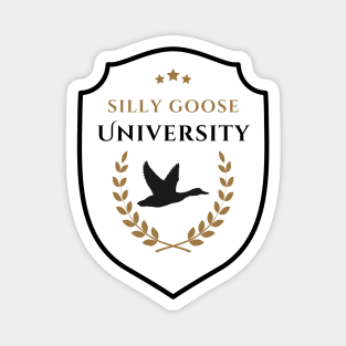 Silly Goose University - Flying Goose Emblem With Golden Details Magnet