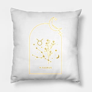 Taurus Zodiac Constellation and Flowers - Astrology and Horoscope Pillow