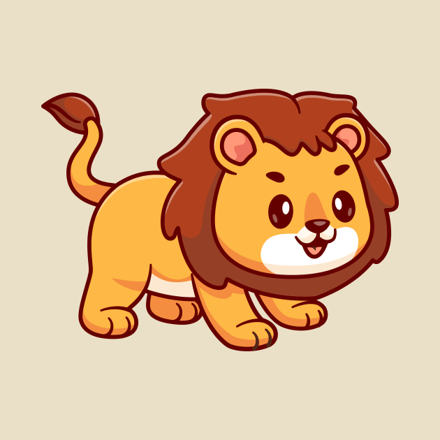 Cute Lion Playing Cartoon Vector Icon Illustration by Catalyst Labs