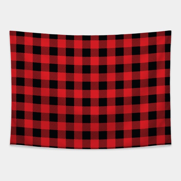 Red and Black Buffalo Plaid Tapestry by designminds1