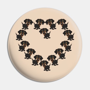 Cartoon Dachshund Dog Heart for Doxie Lovers Pin