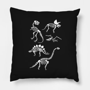 Dinosaur Fossils - Black and White Pillow