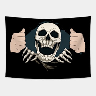 Scary Halloween Skeleton Skull Head Horror Trick Or Treat Tapestry