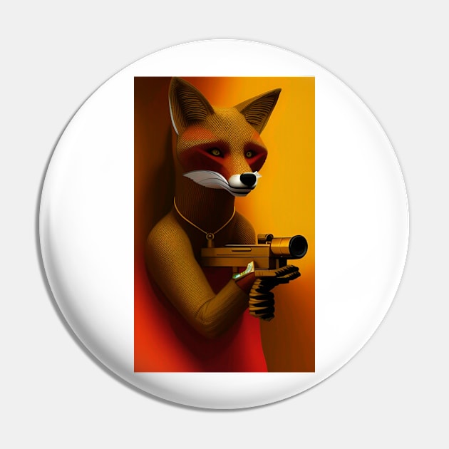 Fox With A Gun Pin by ShopSunday