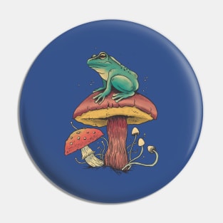 Cottagecore Aesthetic Mushrooms and Frog Pin