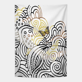 Abstract Black and White Simple Pattern geometry and funky decorative simple modern art Tapestry