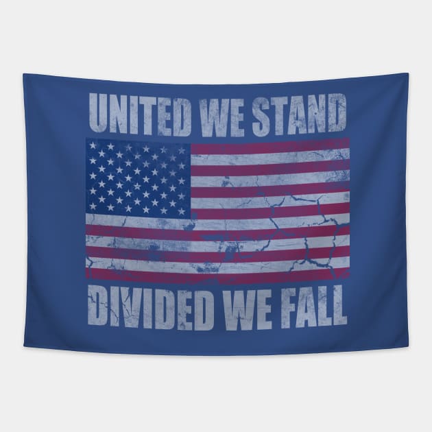 America United We Stand Divided We Fall Tapestry by E