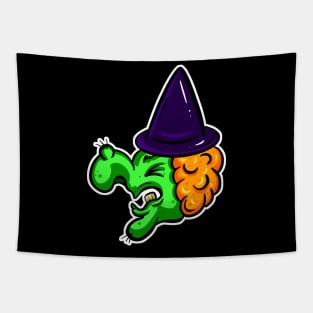 Halloween Green Witch Cartoon Wart Tapestry