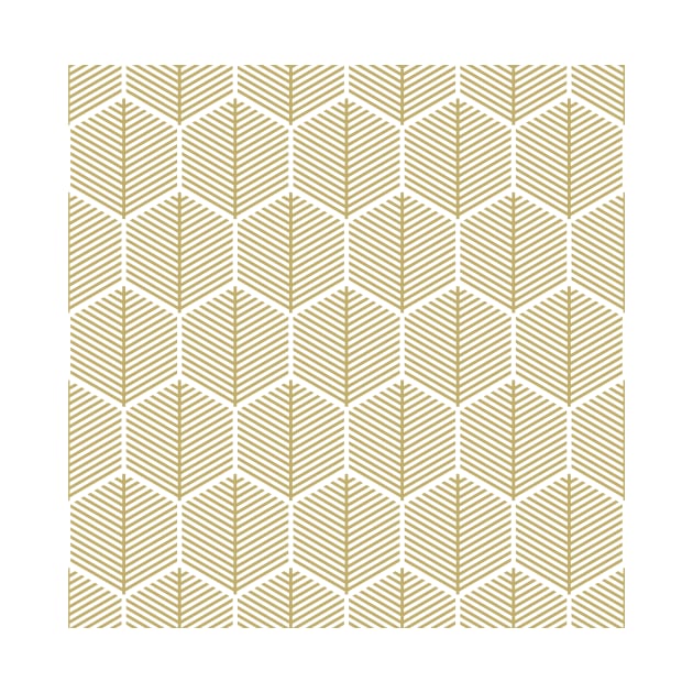 Gold Hexagonal Leaf Pattern by Hex Decor