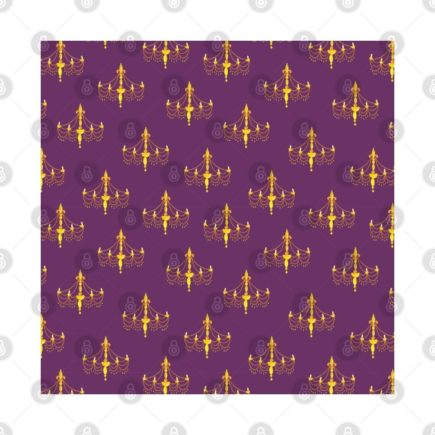 Chandelier silhouettes on a purple background by Sandra Hutter Designs