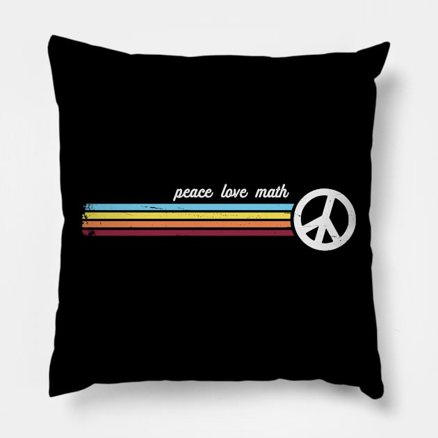 Retro Stripes Peace Love Math Pillow by Jitterfly