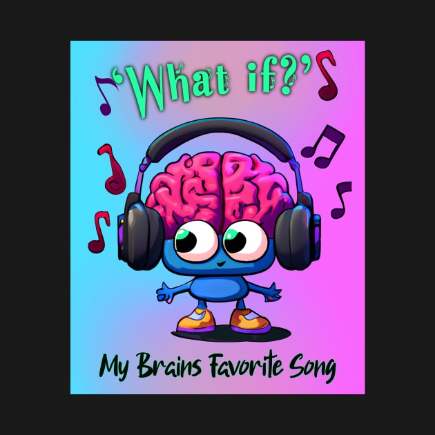 Mental Health Brain Full of Anxiety Cute Brain playing Music by Dezinesbyem Designs