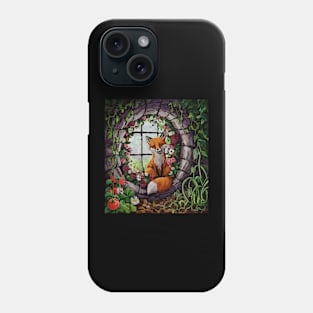 watercolor fox with garden and mixed flowers Phone Case