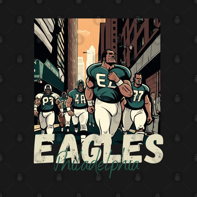 Philadelphia eagles football player graphic design cartoon style beautiful artwork by Nasromaystro