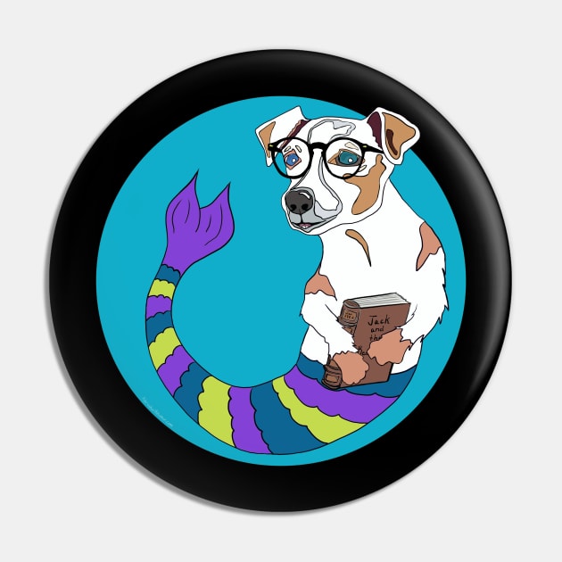 Milo the Bookworm Jack Russell Mermutt Pin by abrushwithhumor