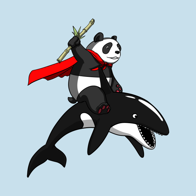 Panda Bear Riding Orca Whale by underheaven