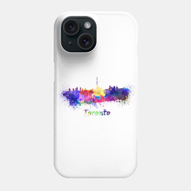 Toronto skyline in watercolor Phone Case by PaulrommerArt