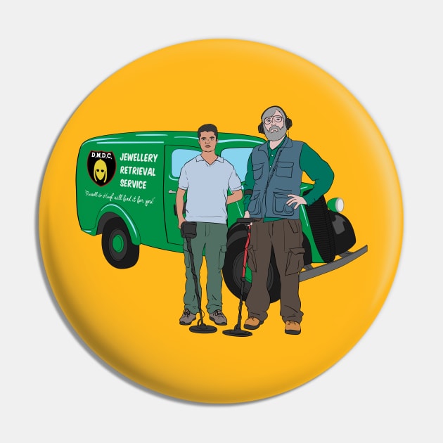 Russell & Hugh - Jewellery Retrieval Service - DMDC - Detectorists Pin by InflictDesign