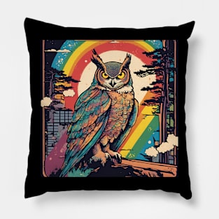 Vintage Owl Dad Loves Wild Great Horned Owl Pillow