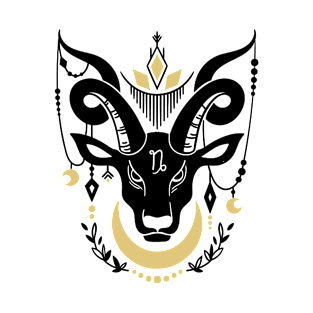 Black and Gold Zodiac Sign CAPRICORN T-Shirt