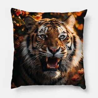 Floral Tiger Roar 4 Pillow