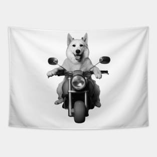 Biker Dog on Motorcycle Tapestry