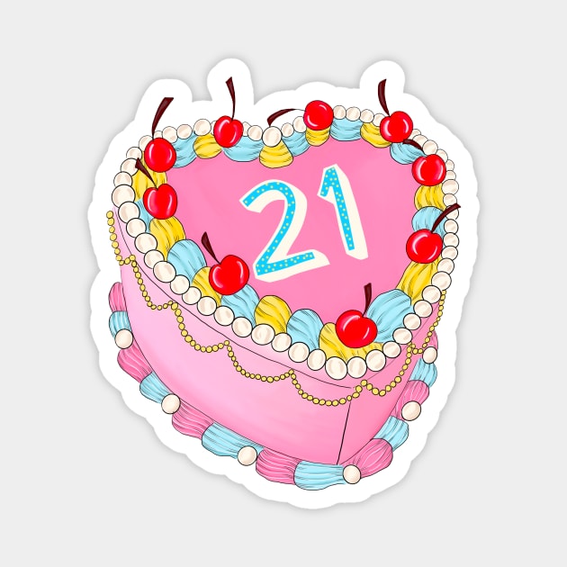 21st Birthday cake Magnet by Poppy and Mabel