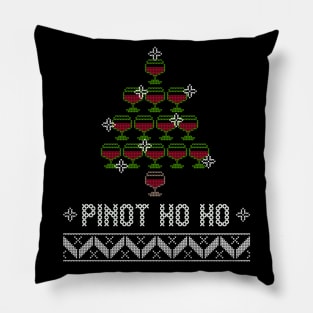 Wine Lover Ugly Christmas Pinot Wine Glass Festive Tree Pillow