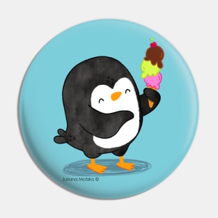 Penguin with Ice Cream Pin