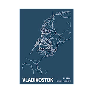 Vladivostok Blueprint Street Map, Vladivostok Colour Map Prints T-Shirt