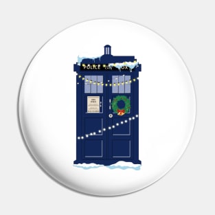 Christmas Doctor Who Police Box Tardis Pin