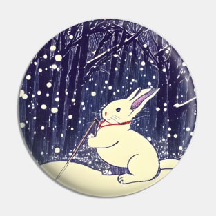 Christmas Snow Rabbit Beautiful Bunny of Mini Rex Pin