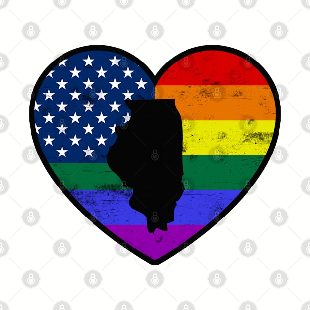 Illinois United States Gay Pride Flag Heart by TextTees