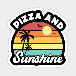 Pizza and Sunshine Vintage Sunset Summer Beach Food Magnet