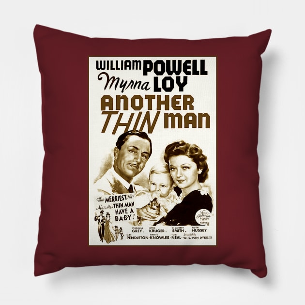 Another Thin Man (Sepia) Pillow by Vandalay Industries