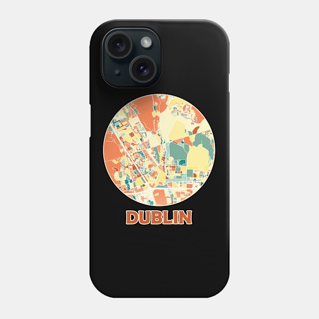 Dublin California map in mozaique colors Phone Case by SerenityByAlex